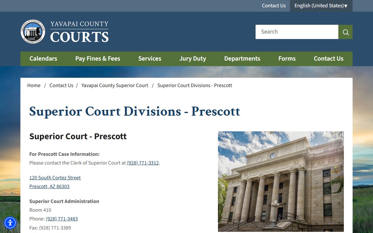 Yavapai County Prescott Superior Court division contacts