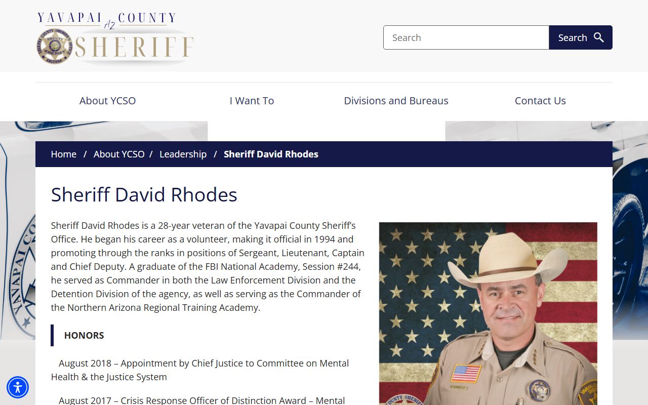 Yavapai County Detention Centers page from the Sheriff's Office showing Camp Verde and Prescott jails