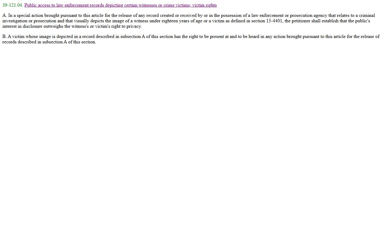 Yavapai County public records A.R.S. § 39-121.04 denial remedy